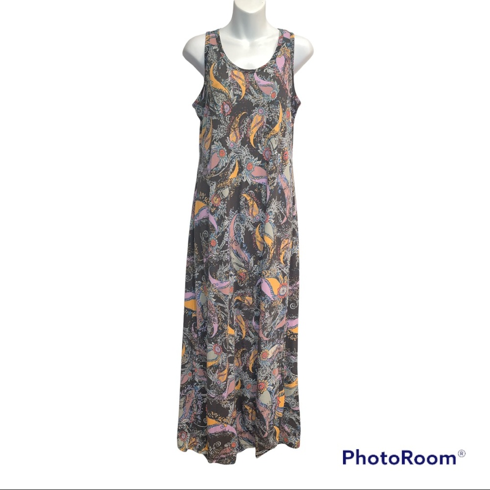 LuLaRoe Dani Dress. Maxi in gray floral print size medium summer party, casual